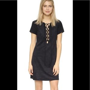 Wayf black suede dress. Super cute for fall!